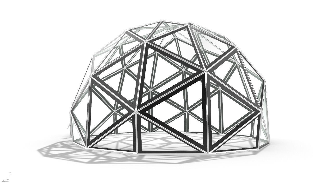 Triangulated 3D dome geodesic dome like structure v1 3D model_5