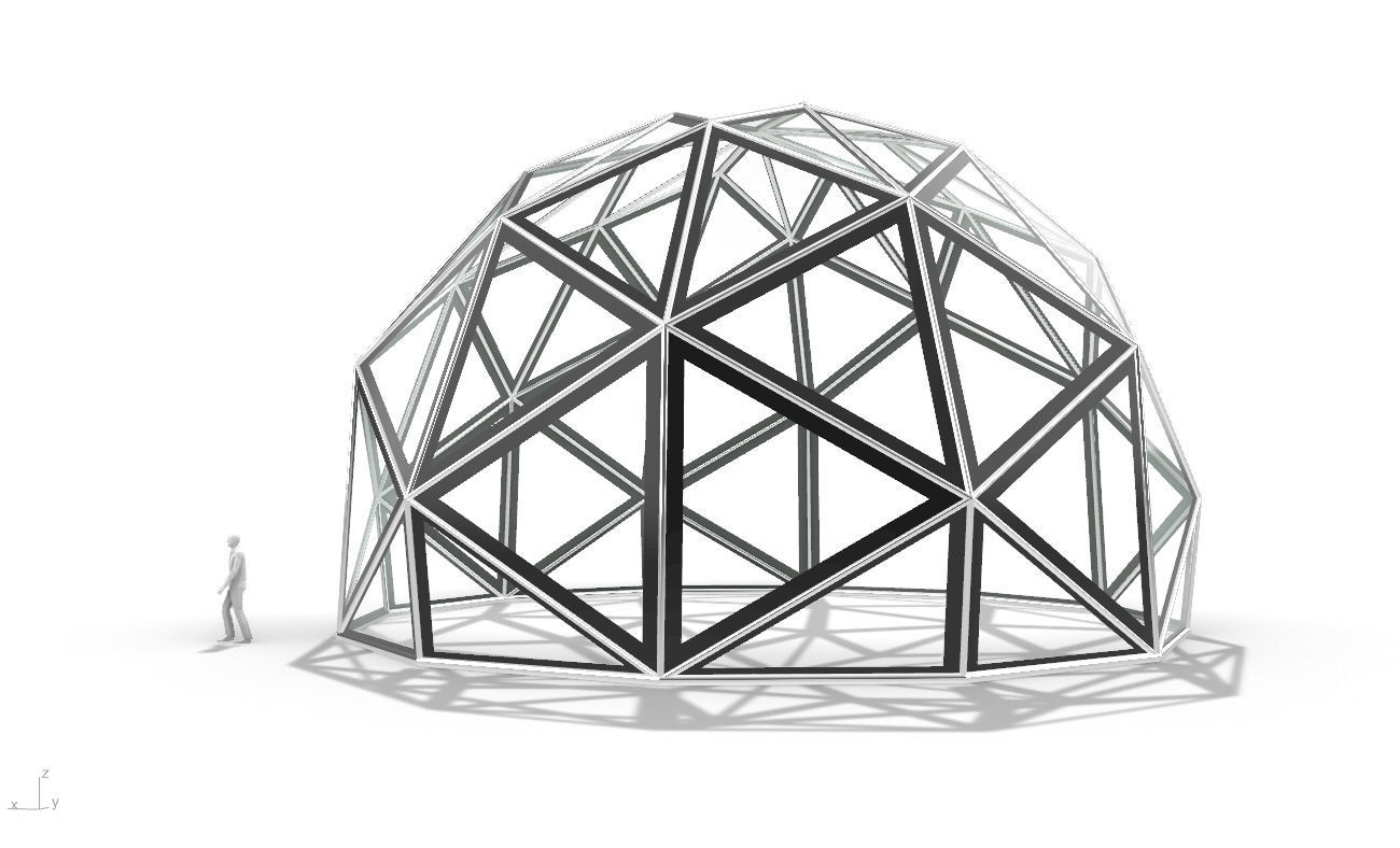 Triangulated 3D dome geodesic dome like structure v1 3D model_3