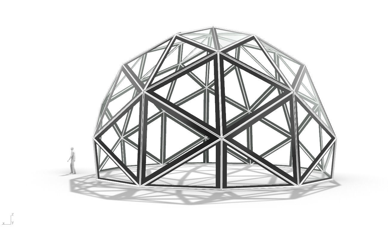 Triangulated 3D dome geodesic dome like structure v1 3D model_4