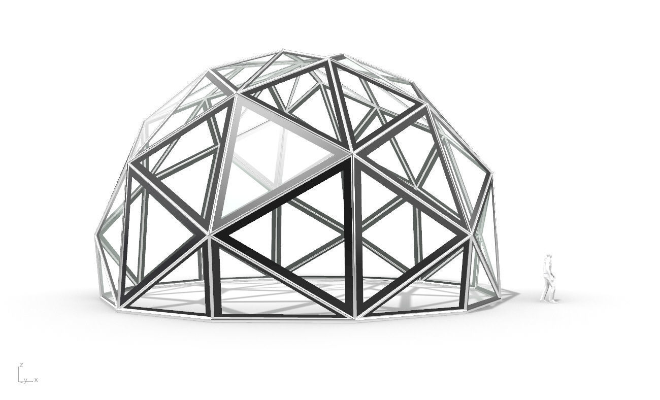 Triangulated 3D dome geodesic dome like structure v1 3D model_15