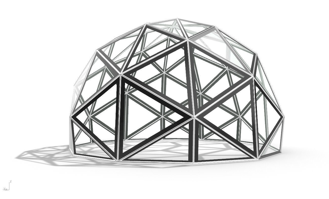 Triangulated 3D dome geodesic dome like structure v1 3D model_7