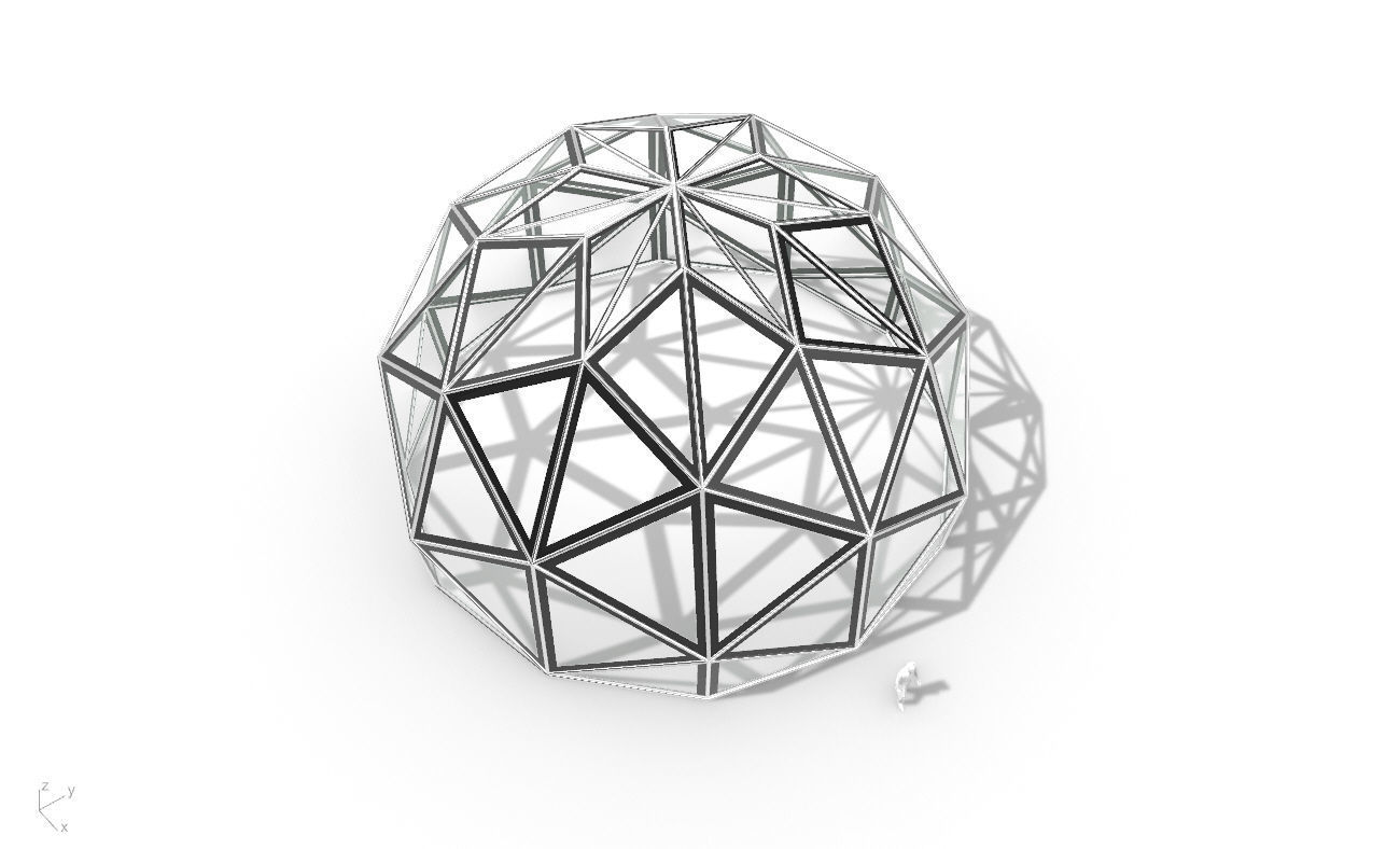 Triangulated 3D dome geodesic dome like structure v1 3D model_37