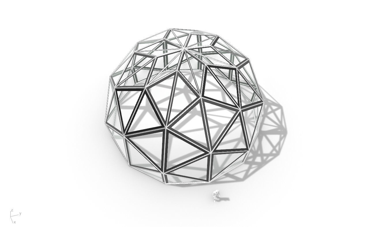 Triangulated 3D dome geodesic dome like structure v1 3D model_38