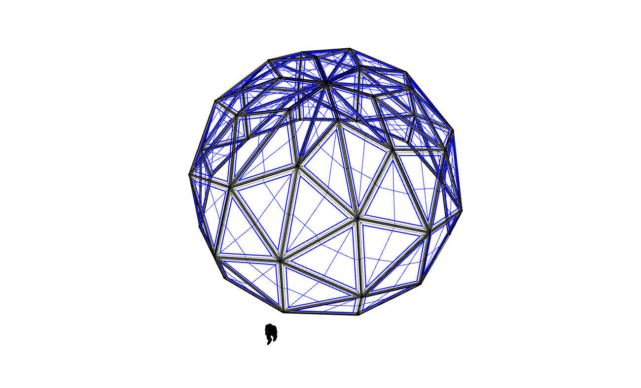 Triangulated 3D dome geodesic dome like structure v1 3D model_60