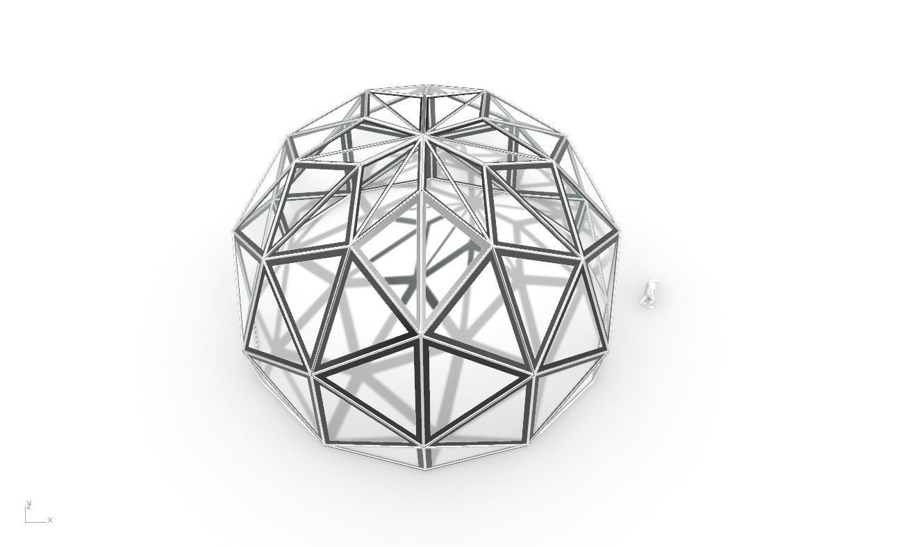 Triangulated 3D dome geodesic dome like structure v1 3D model_34