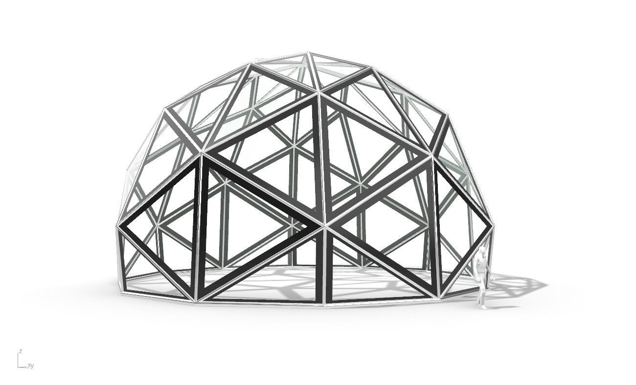 Triangulated 3D dome geodesic dome like structure v1 3D model_17
