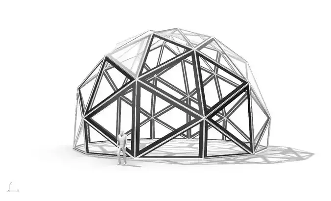Triangulated 3D dome geodesic dome like structure v1 3D model