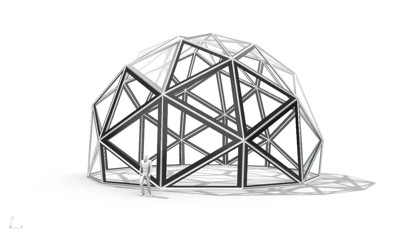 Triangulated 3D dome geodesic dome like structure v1 3D model_0