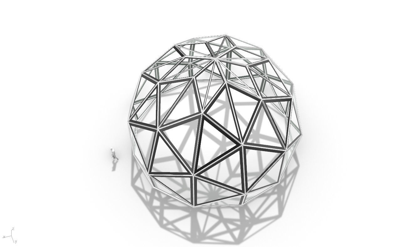 Triangulated 3D dome geodesic dome like structure v1 3D model_23