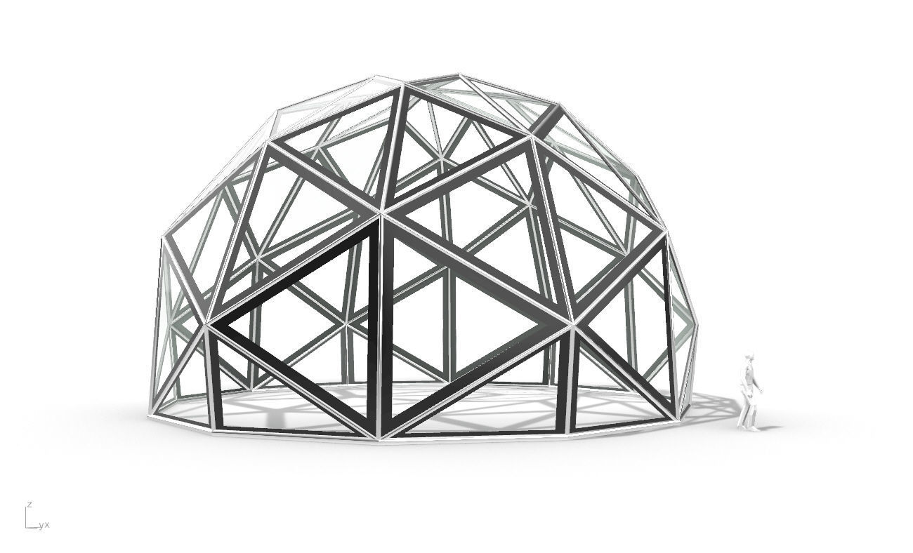 Triangulated 3D dome geodesic dome like structure v1 3D model_16