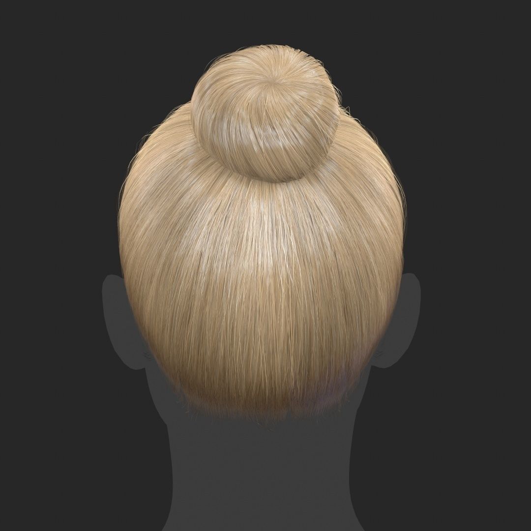 Hair - Top Bun - Gen2 Low-poly 3D model_9