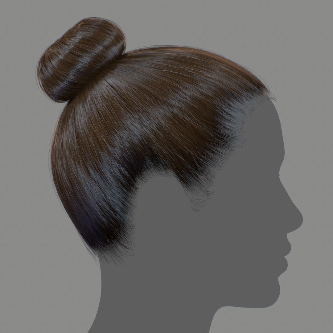 Hair - Top Bun - Gen2 Low-poly 3D model_20