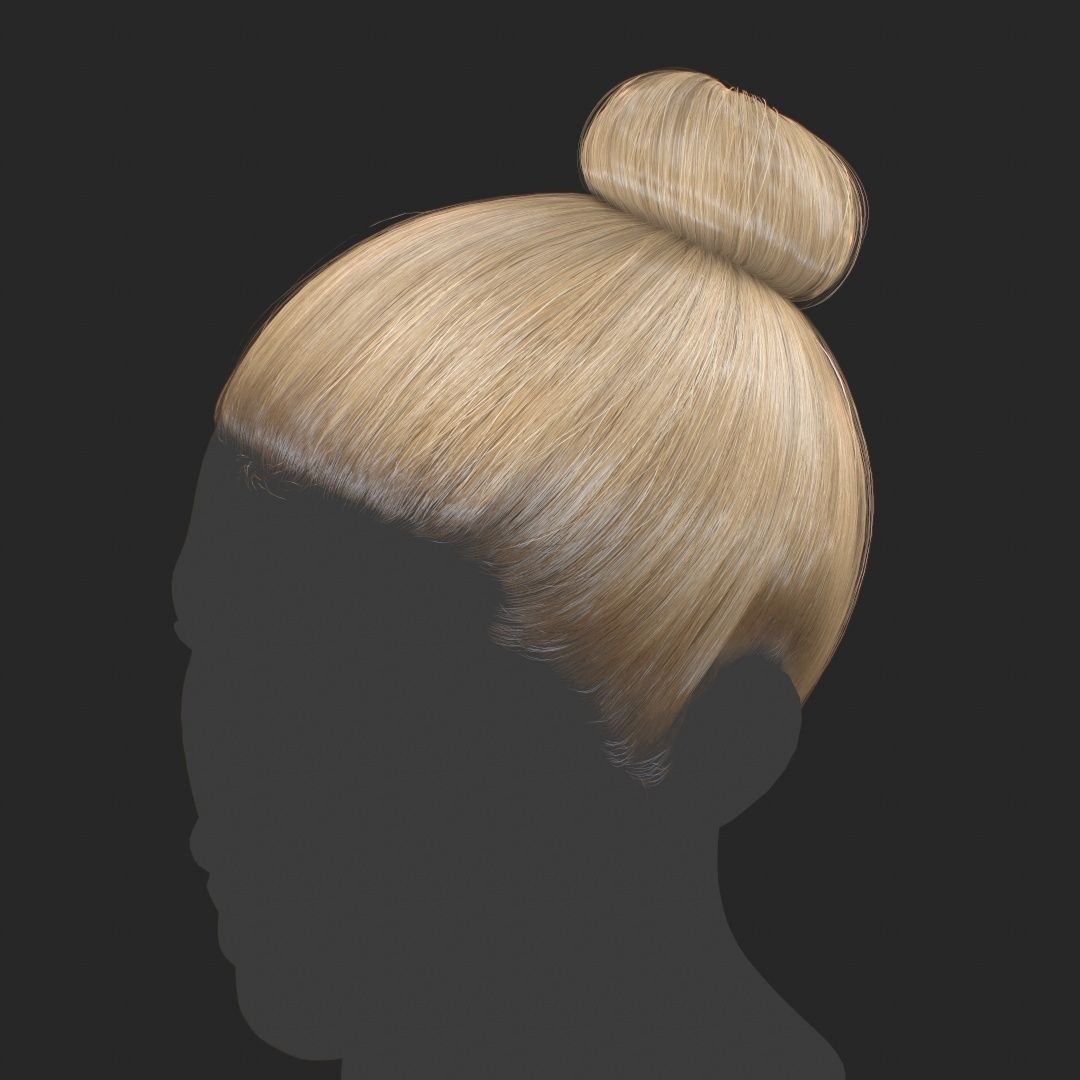 Hair - Top Bun - Gen2 Low-poly 3D model_13