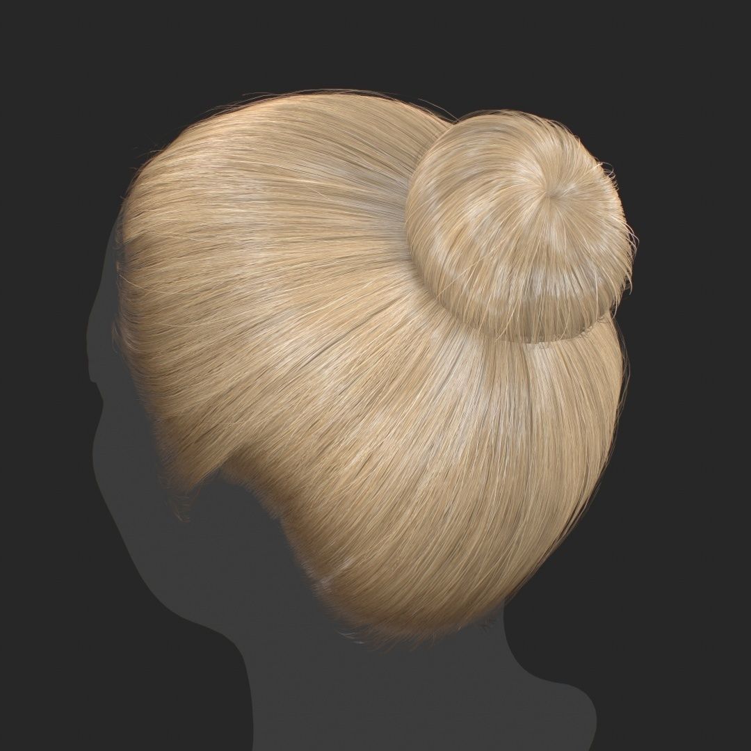 Hair - Top Bun - Gen2 Low-poly 3D model_14