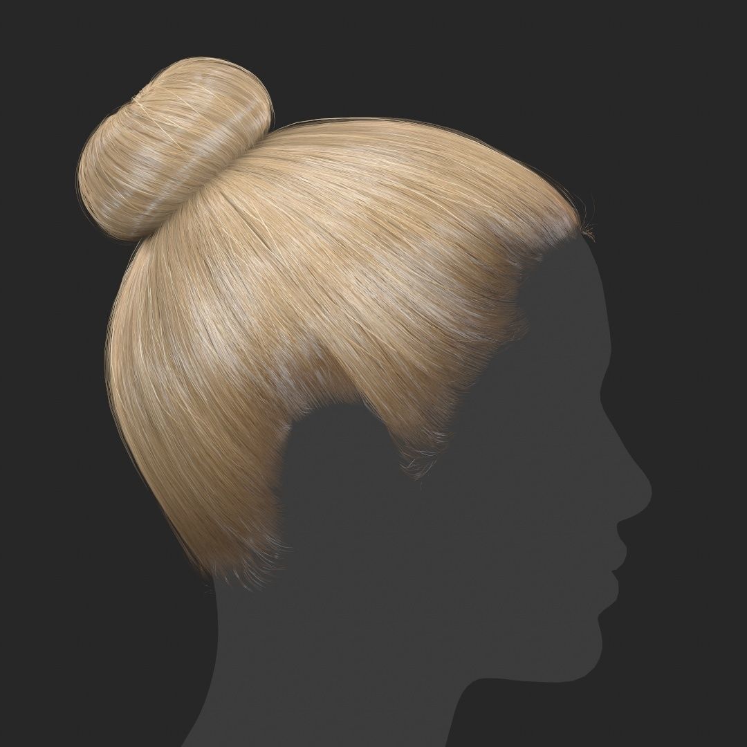 Hair - Top Bun - Gen2 Low-poly 3D model_6