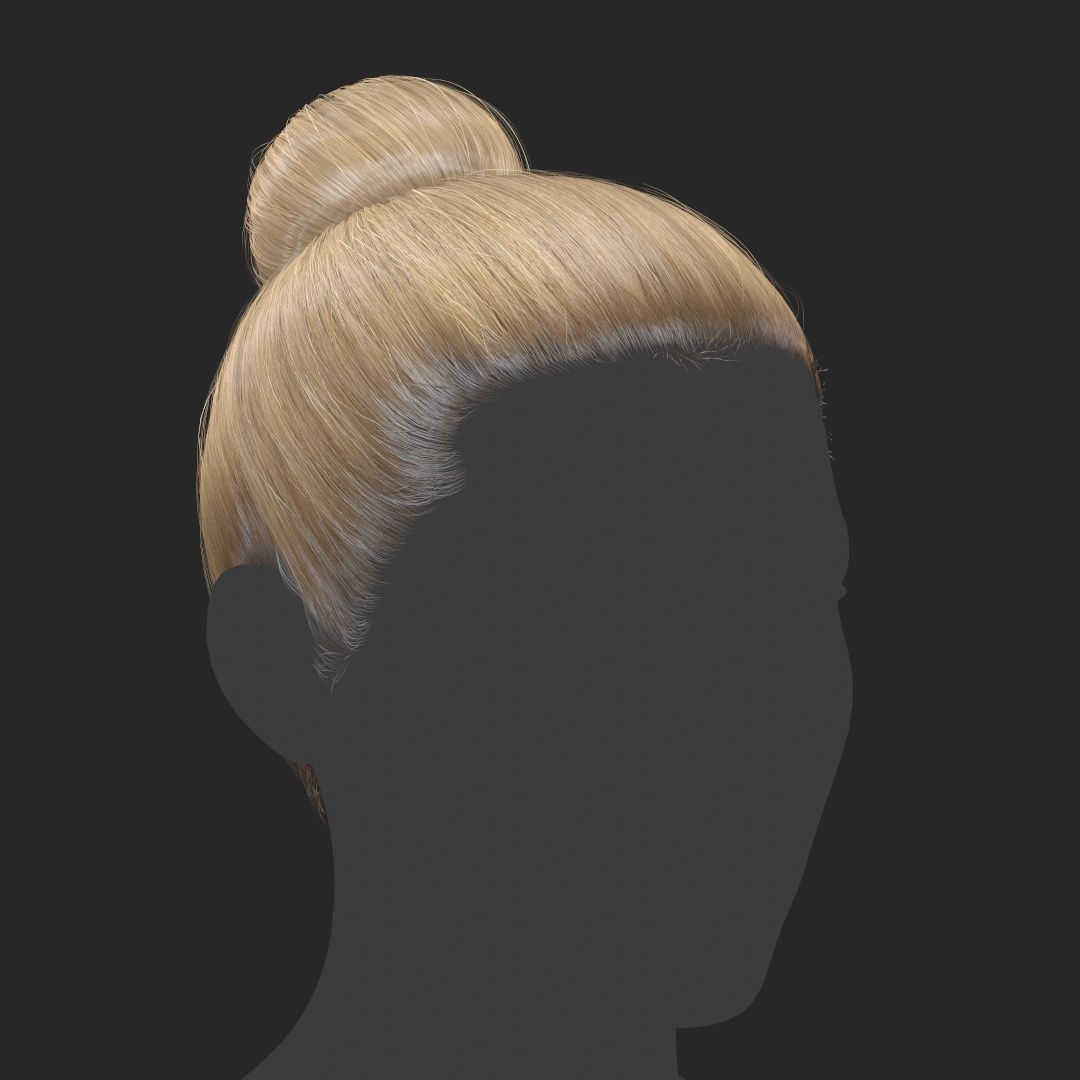 Hair - Top Bun - Gen2 Low-poly 3D model_4