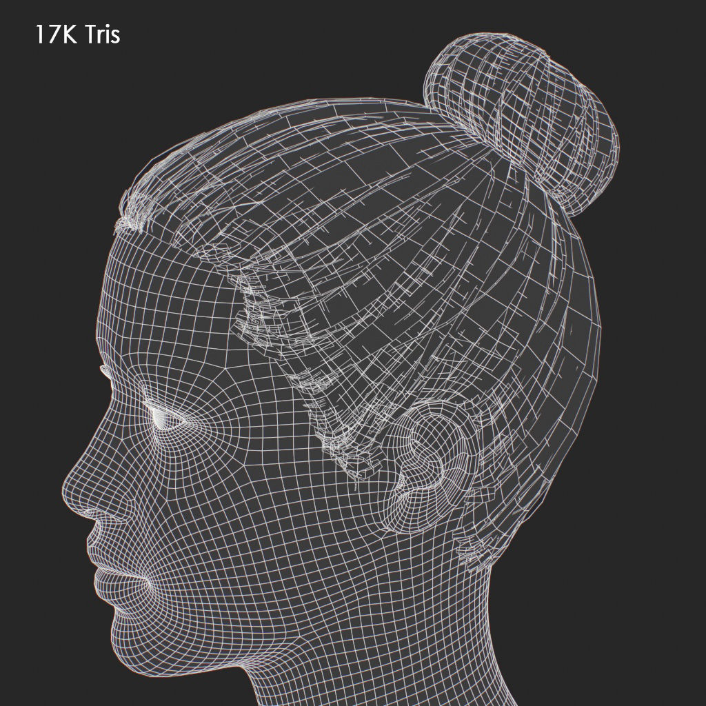Hair - Top Bun - Gen2 Low-poly 3D model_32