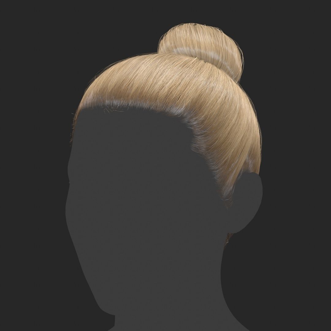 Hair - Top Bun - Gen2 Low-poly 3D model_2