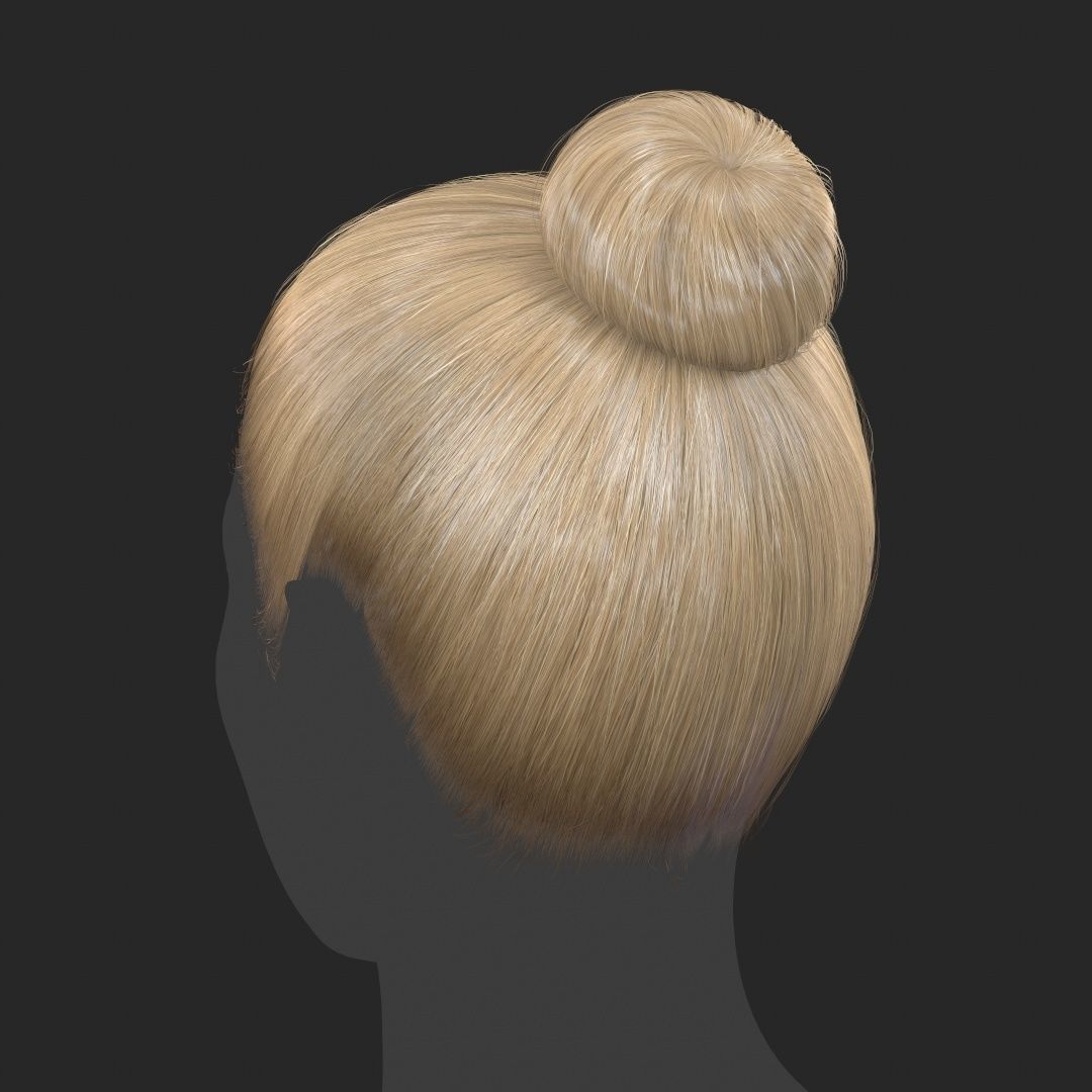 Hair - Top Bun - Gen2 Low-poly 3D model_10