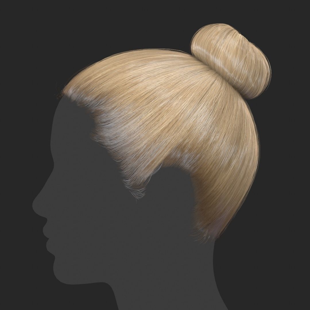 Hair - Top Bun - Gen2 Low-poly 3D model_12