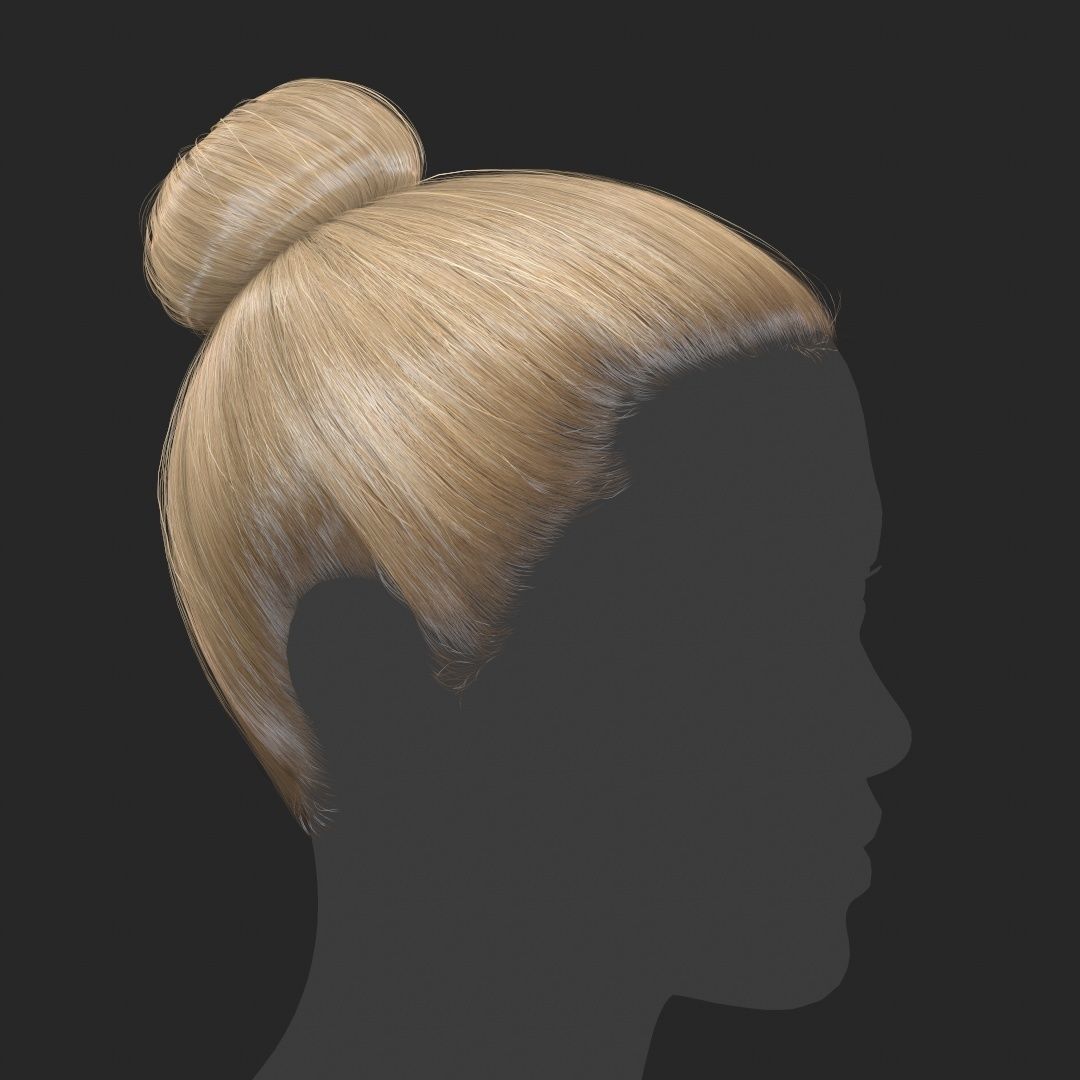 Hair - Top Bun - Gen2 Low-poly 3D model_5