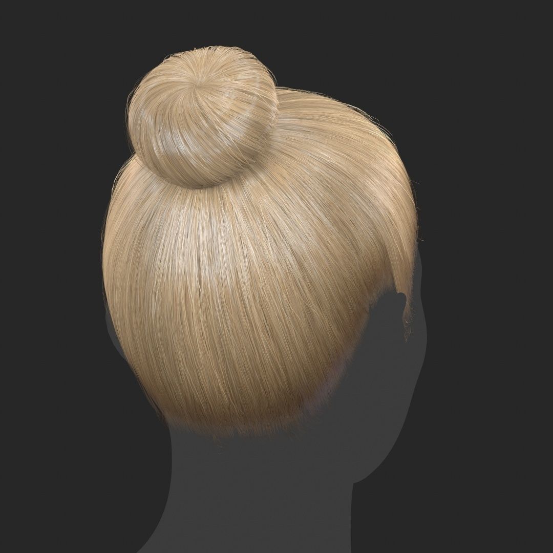 Hair - Top Bun - Gen2 Low-poly 3D model_8
