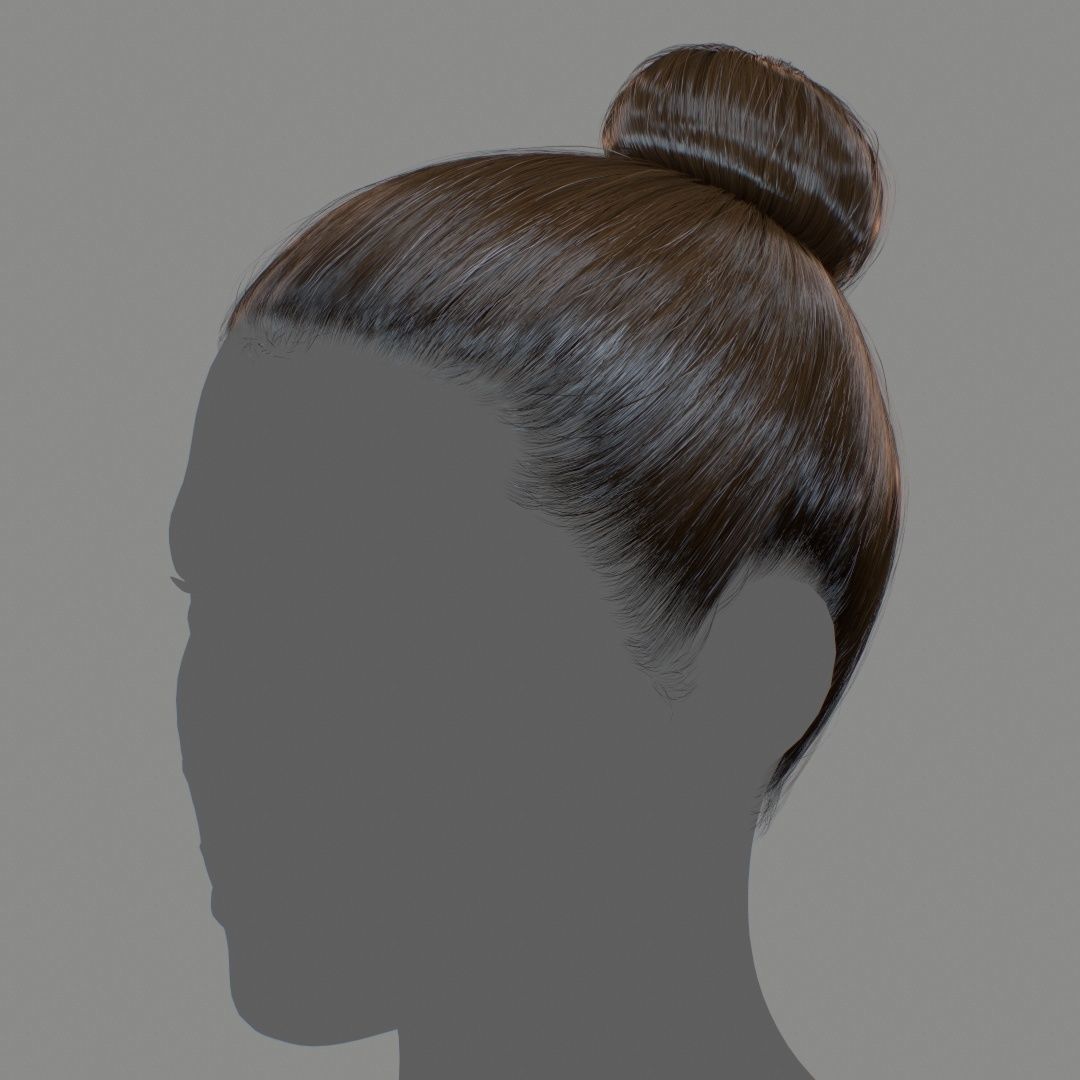 Hair - Top Bun - Gen2 Low-poly 3D model_18