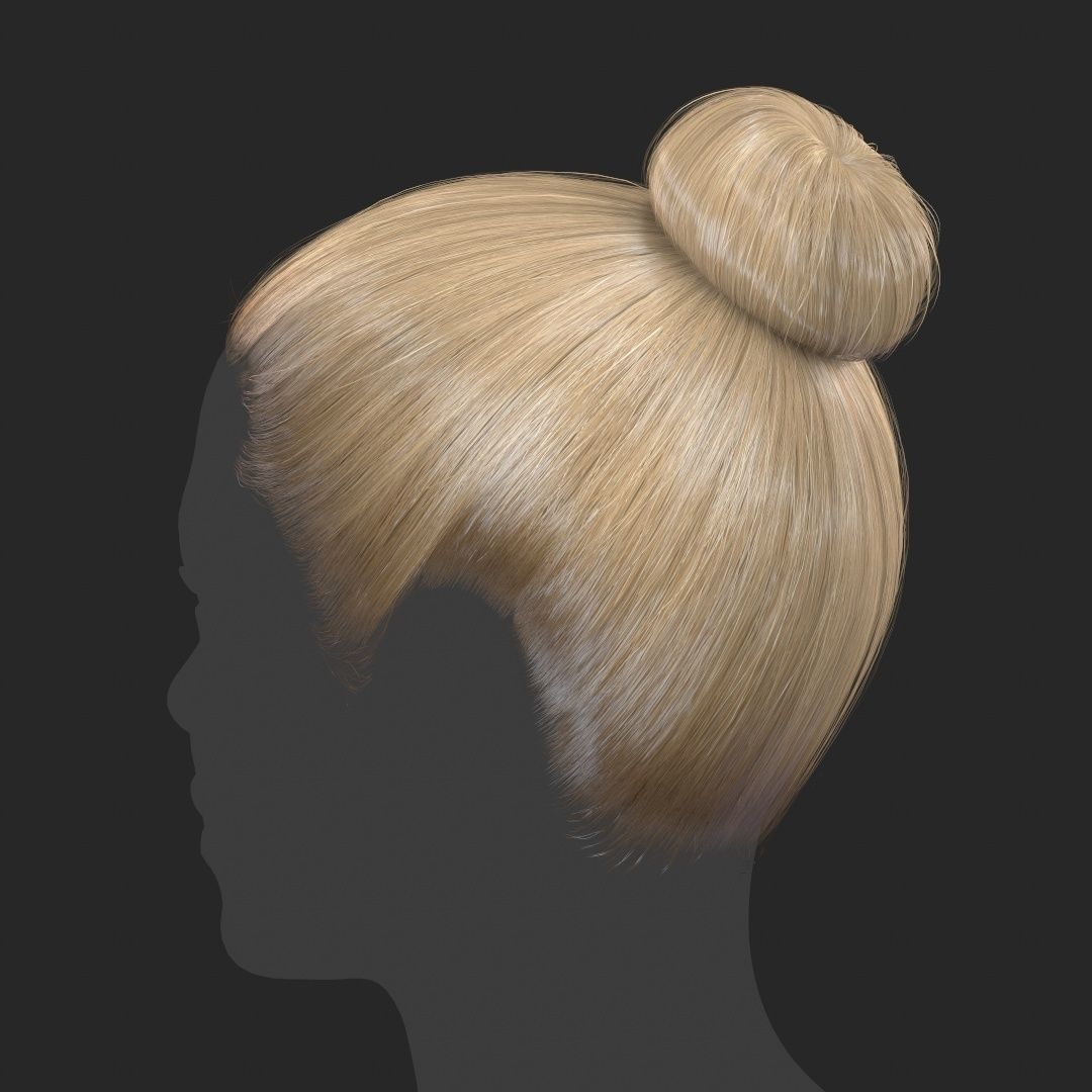 Hair - Top Bun - Gen2 Low-poly 3D model_11
