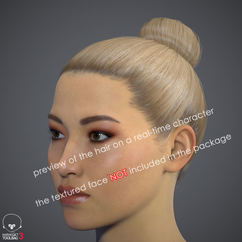 Hair - Top Bun - Gen2 Low-poly 3D model_26
