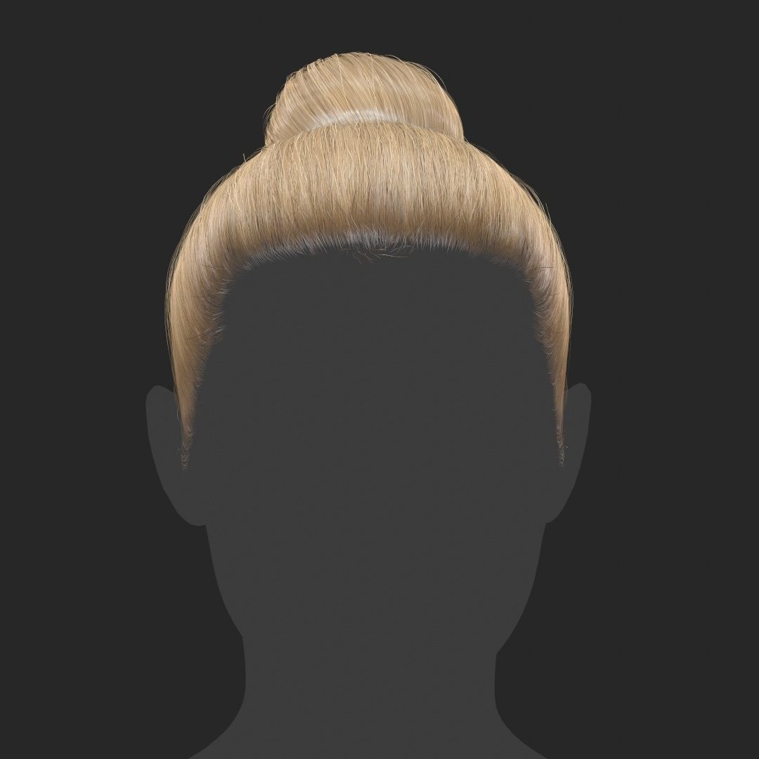 Hair - Top Bun - Gen2 Low-poly 3D model_3