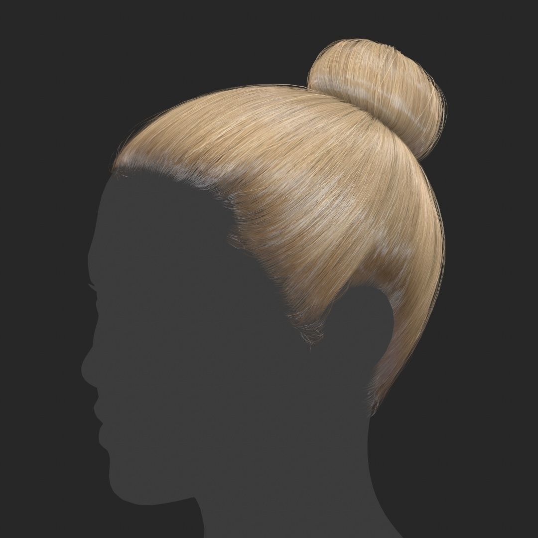 Hair - Top Bun - Gen2 Low-poly 3D model_1