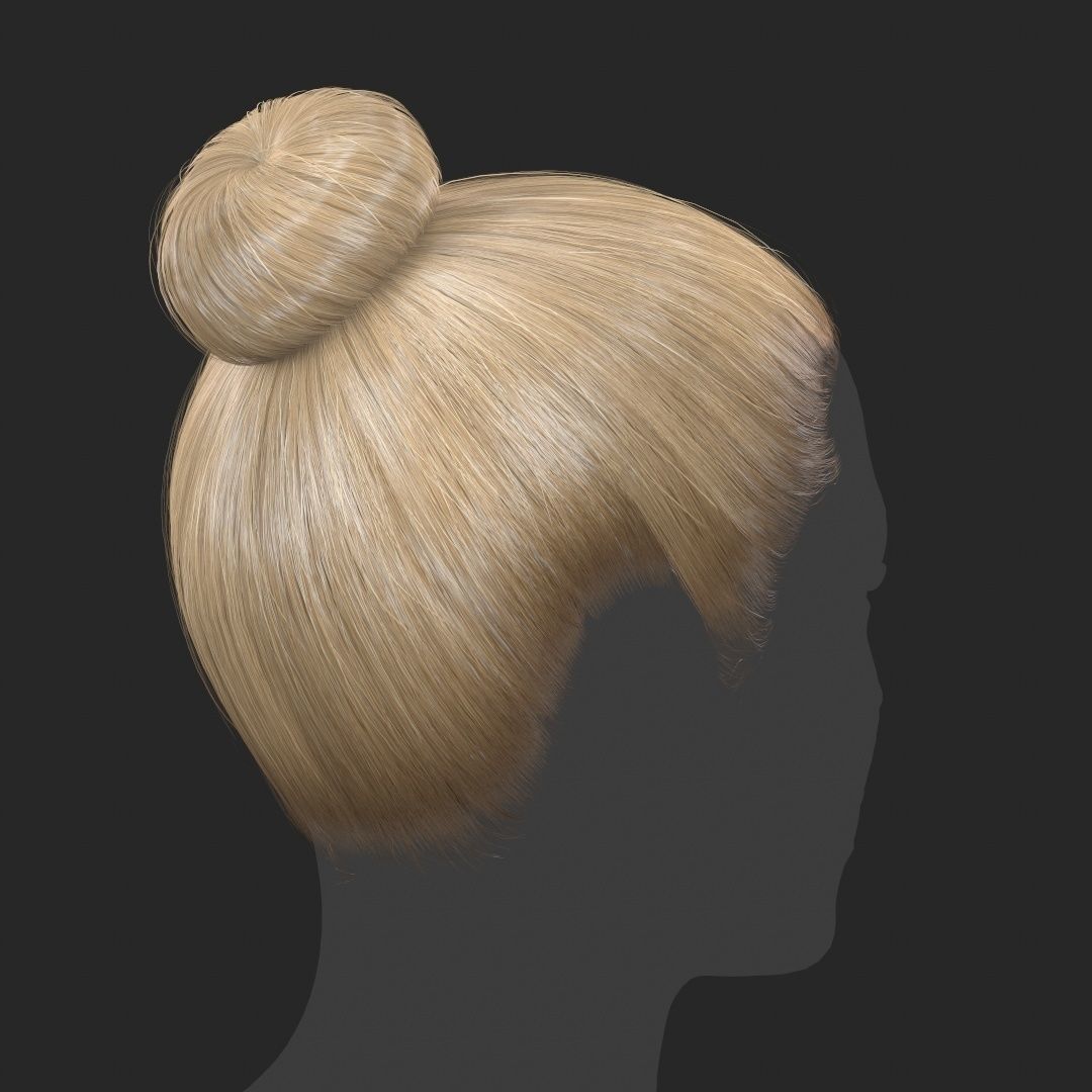 Hair - Top Bun - Gen2 Low-poly 3D model_7