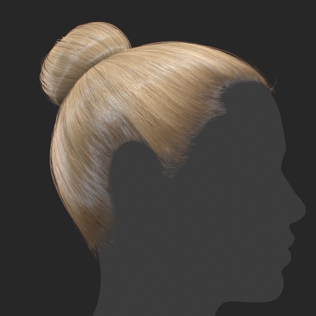 Hair - Top Bun - Gen2 Low-poly 3D model_16