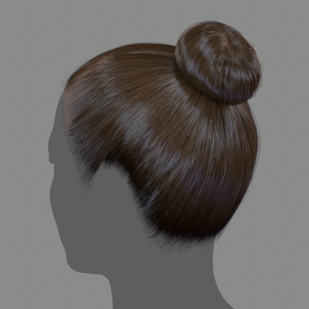 Hair - Top Bun - Gen2 Low-poly 3D model_19