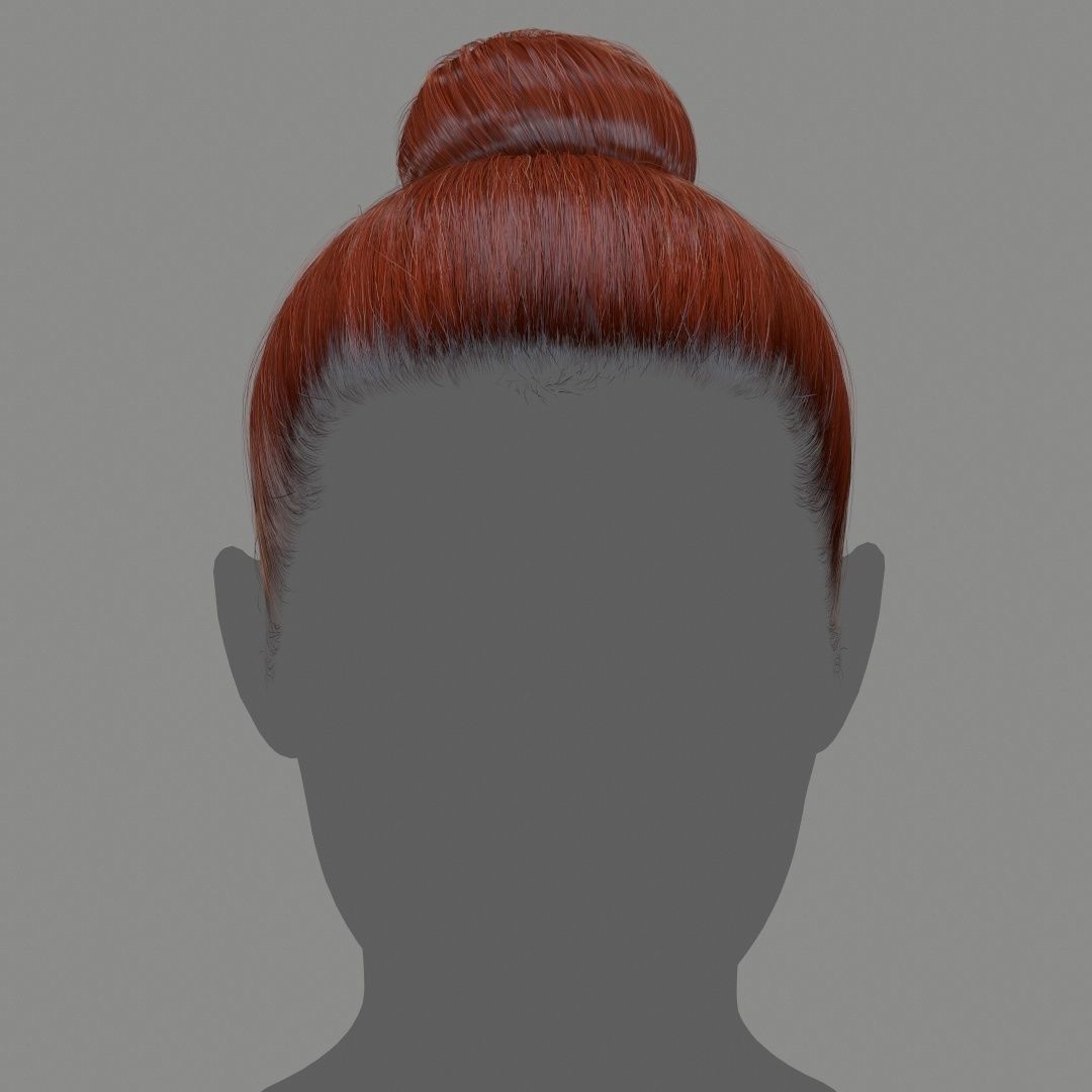 Hair - Top Bun - Gen2 Low-poly 3D model_21