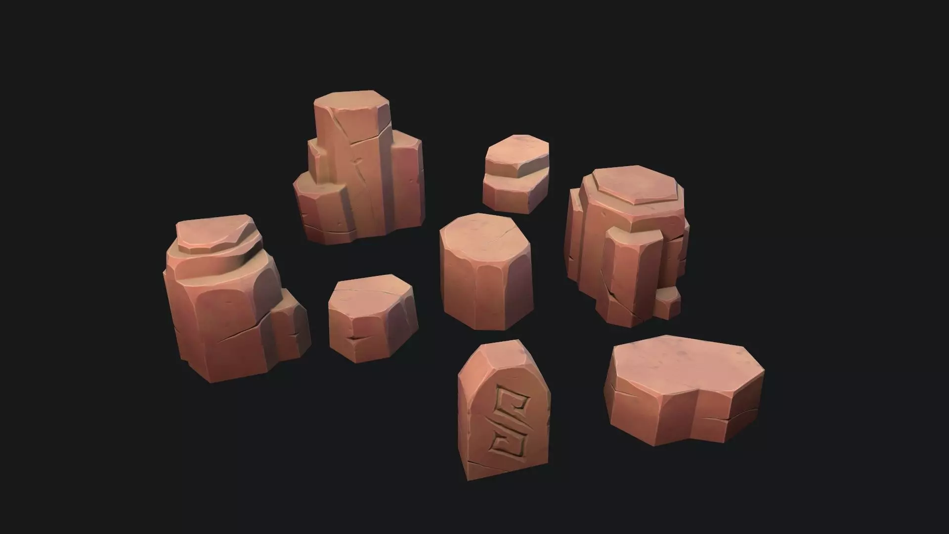 Stylized desert stone Low-poly 3D model_0