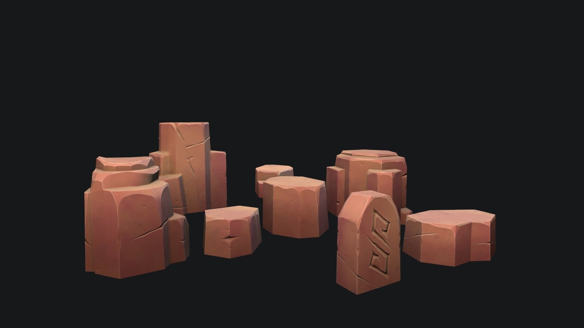 Stylized desert stone Low-poly 3D model_7