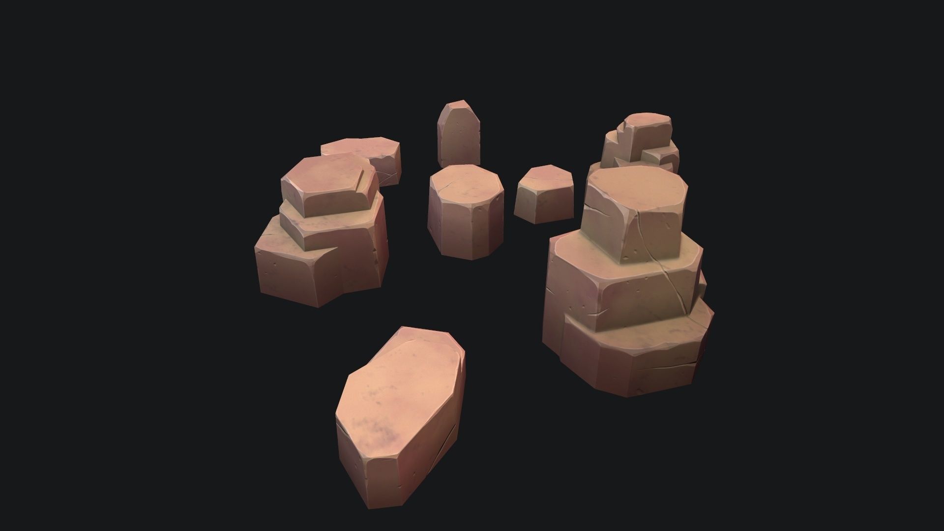 Stylized desert stone Low-poly 3D model_3