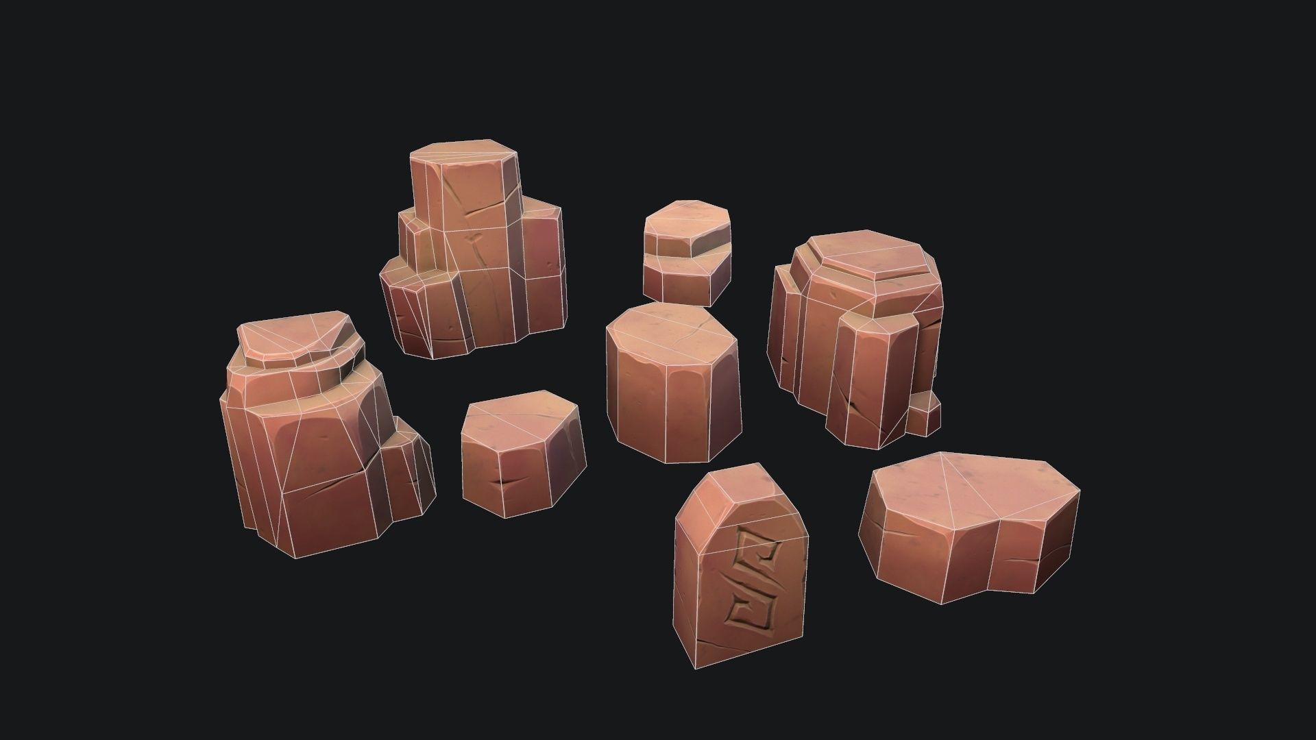 Stylized desert stone Low-poly 3D model_10