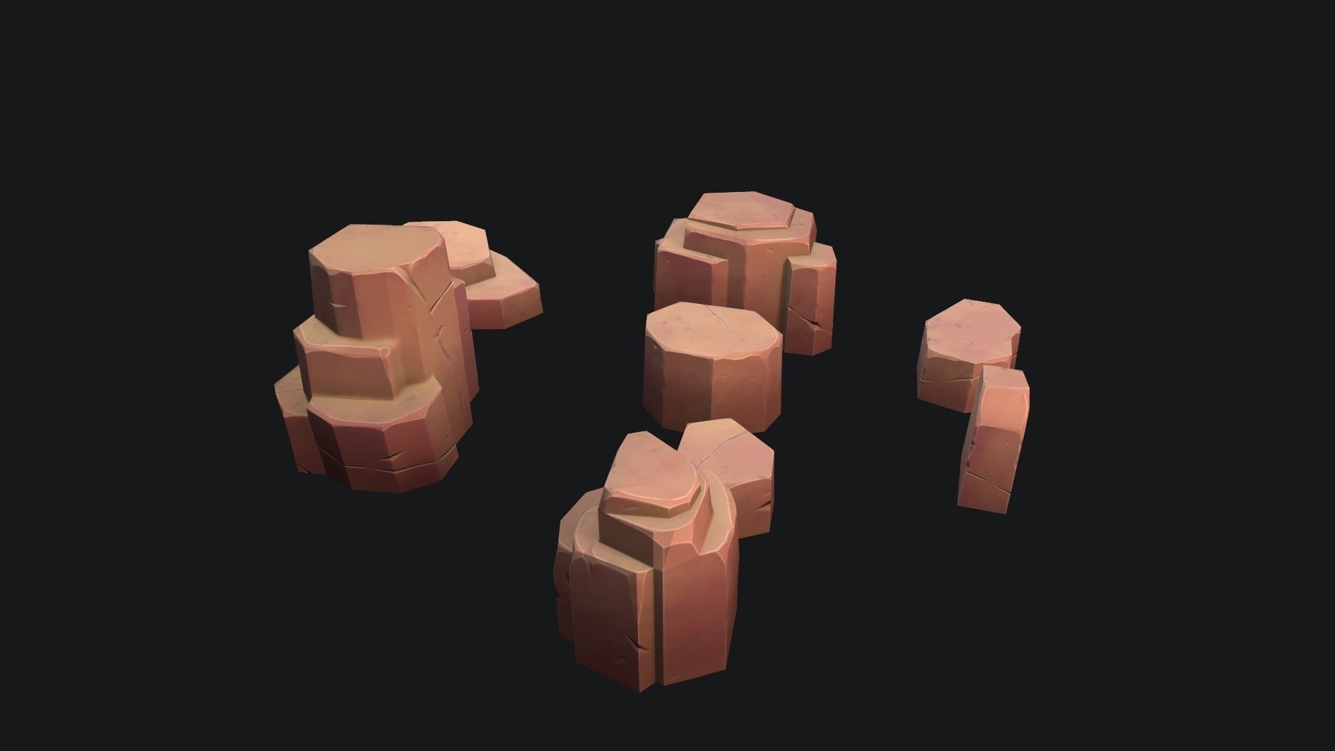Stylized desert stone Low-poly 3D model_5