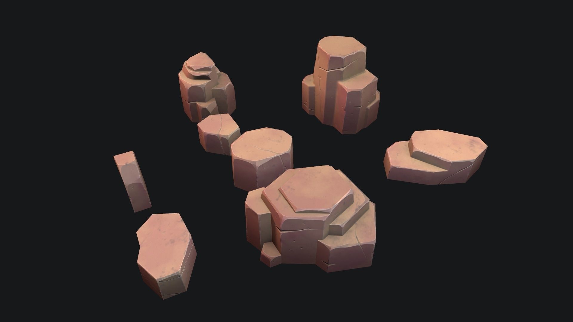 Stylized desert stone Low-poly 3D model_9