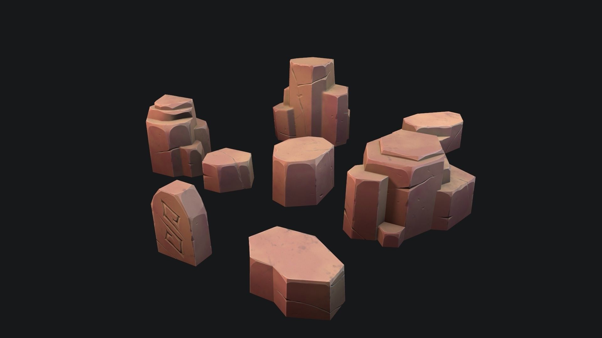 Stylized desert stone Low-poly 3D model_1