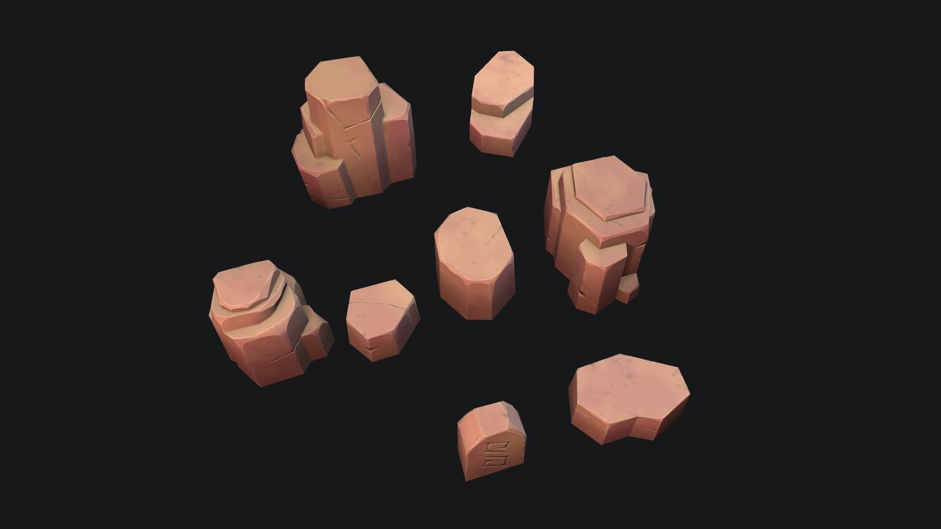 Stylized desert stone Low-poly 3D model_6