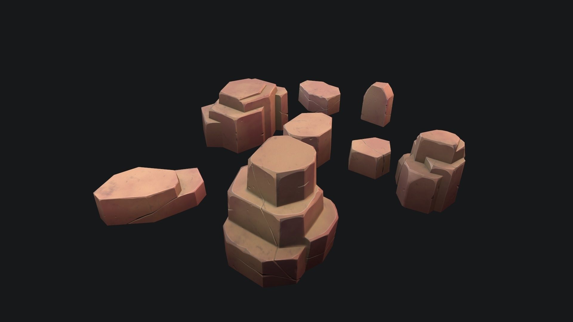 Stylized desert stone Low-poly 3D model_4