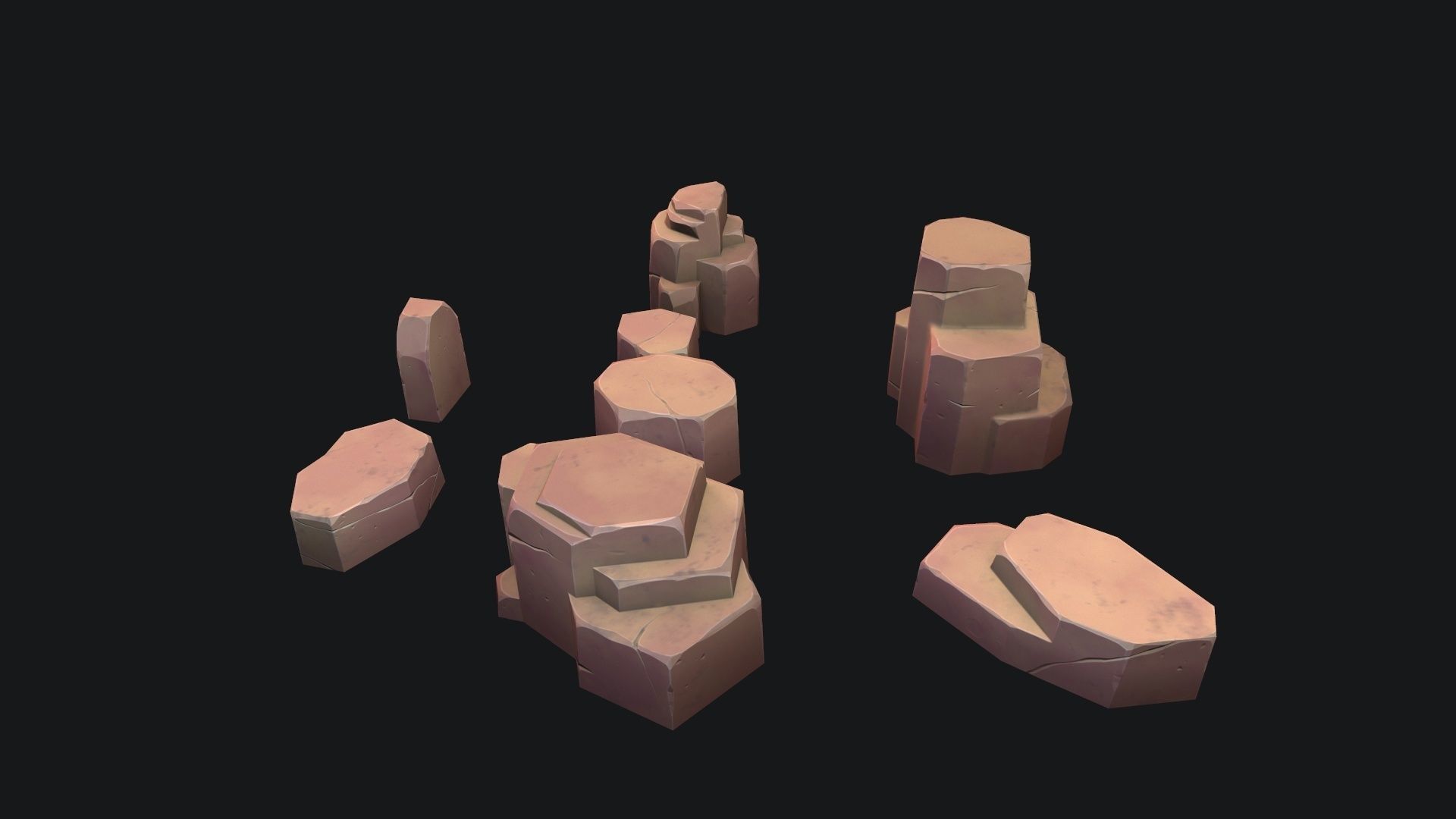 Stylized desert stone Low-poly 3D model_2