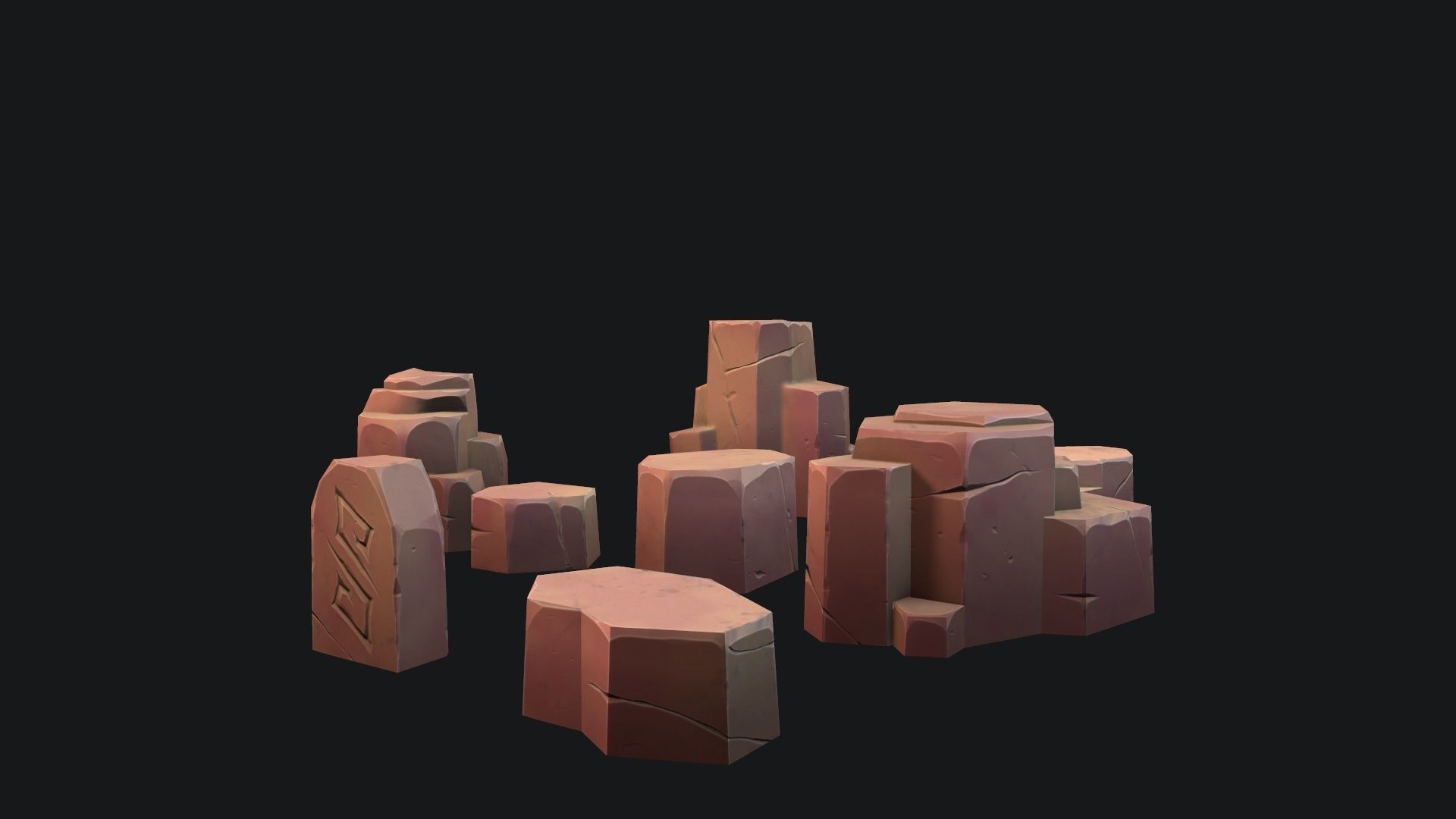 Stylized desert stone Low-poly 3D model_8