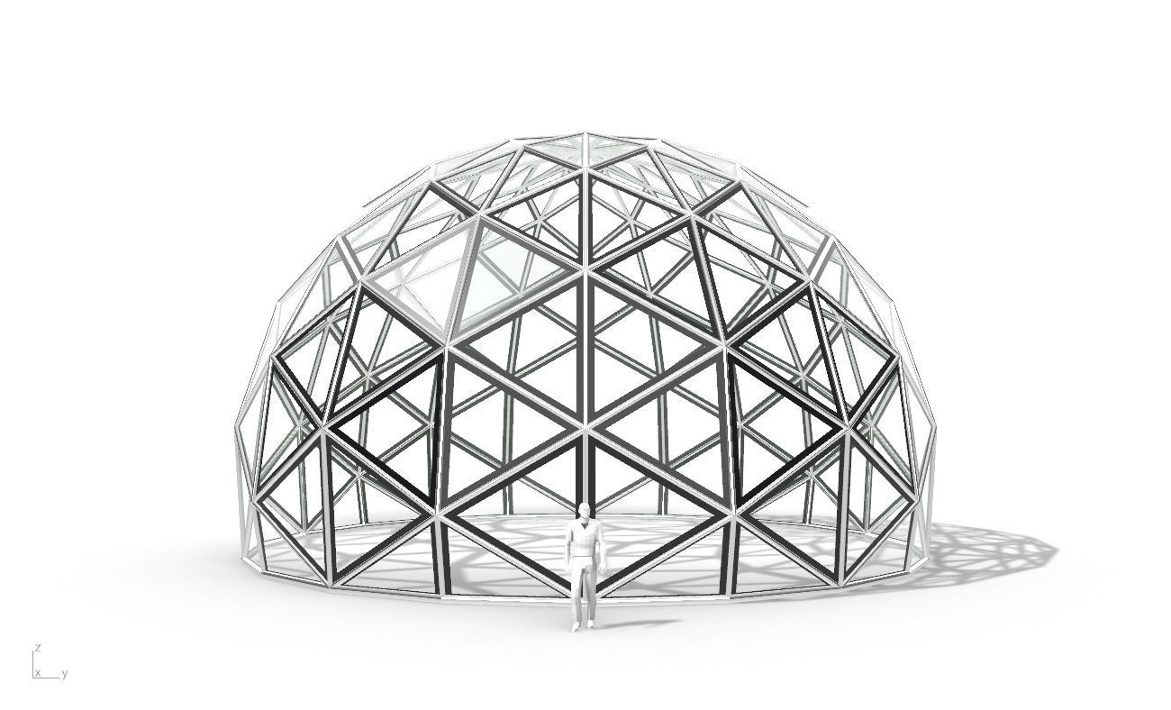 Triangulated 3D dome geodesic dome like structure v2 3D model_20