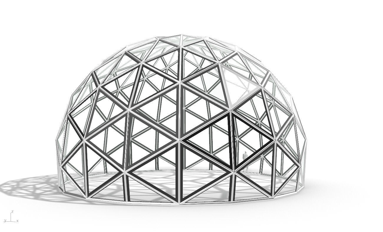 Triangulated 3D dome geodesic dome like structure v2 3D model_12