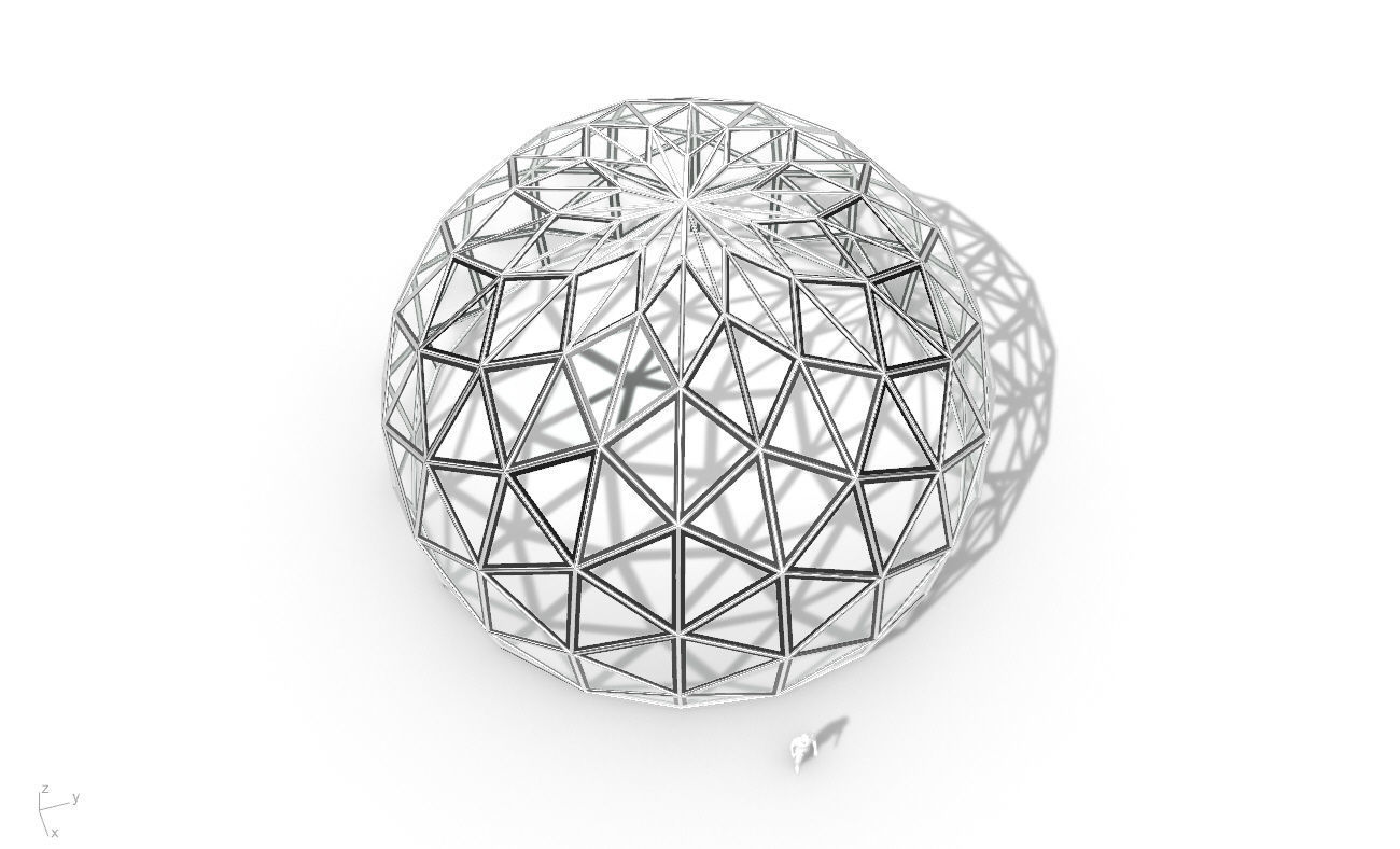 Triangulated 3D dome geodesic dome like structure v2 3D model_38