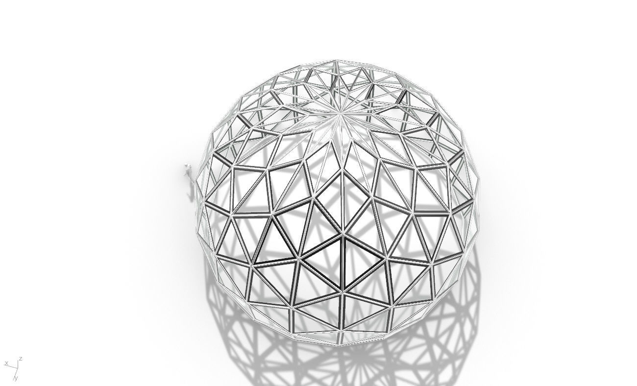 Triangulated 3D dome geodesic dome like structure v2 3D model_25